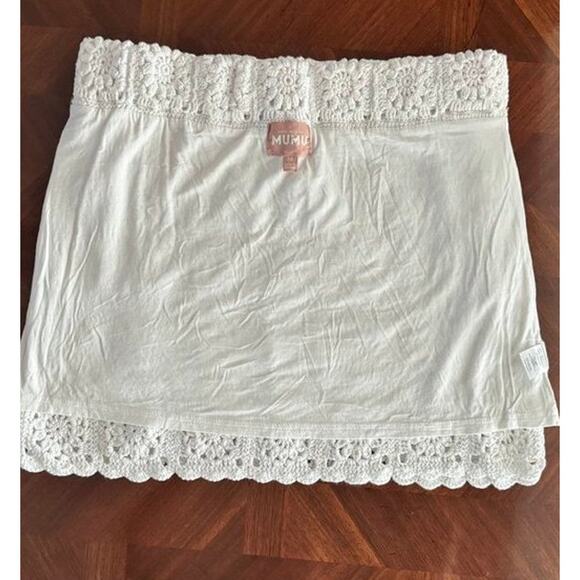 Show Me Your Mumu White Crochet Mini Skirt Size M Lined - Picture 11 of 11